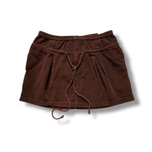 We The Free | Y2K Corduroy Belted Rope Western Bohemian Mini Skirt